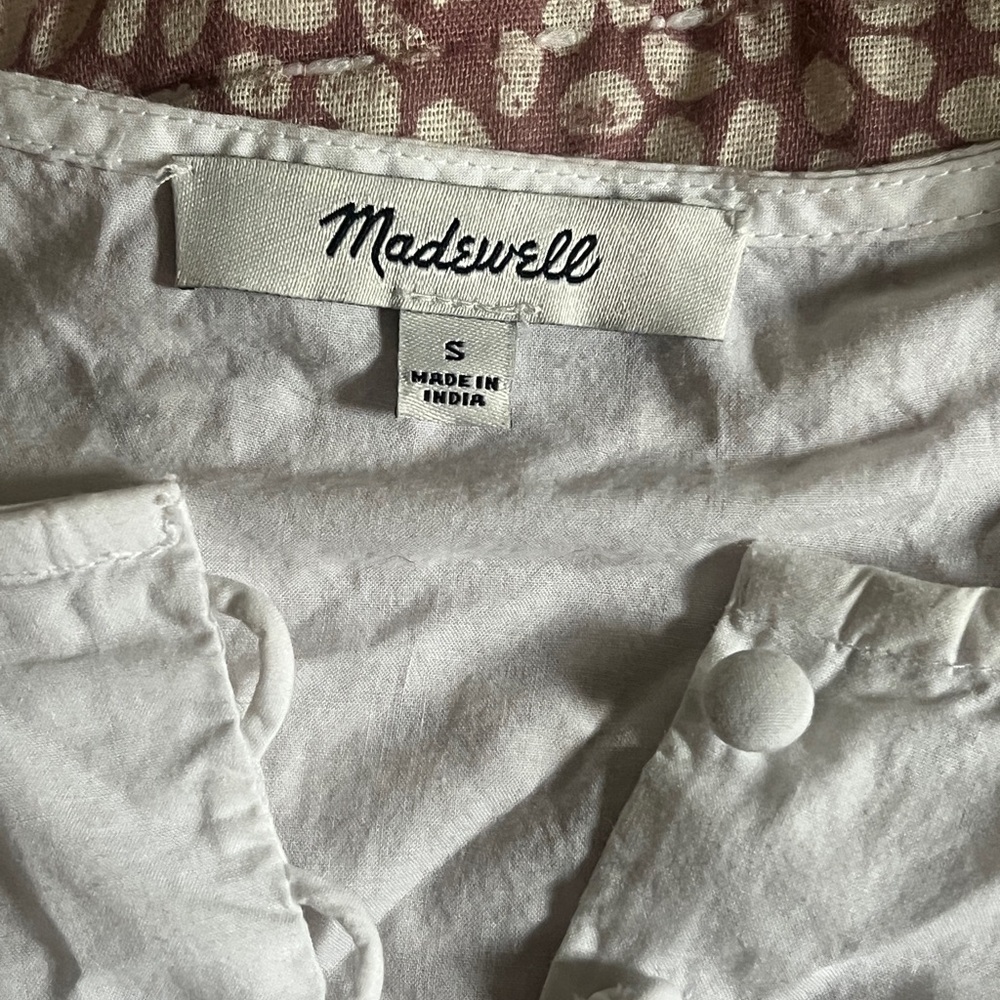 Madewell White Sleeveless Dress with Red, orange, pink Accents - Picture 5 of 5